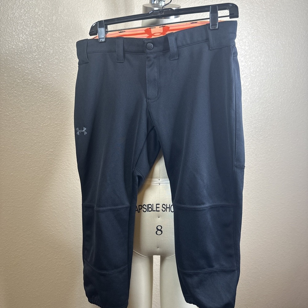 Under Armour Baseball Pants Adult Small Black Fitted Belt Loops Uniform‎ Mens